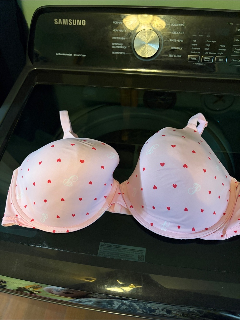 PINK Victoria's Secret Light Pink Heart Print Molded T-Shirt Bra